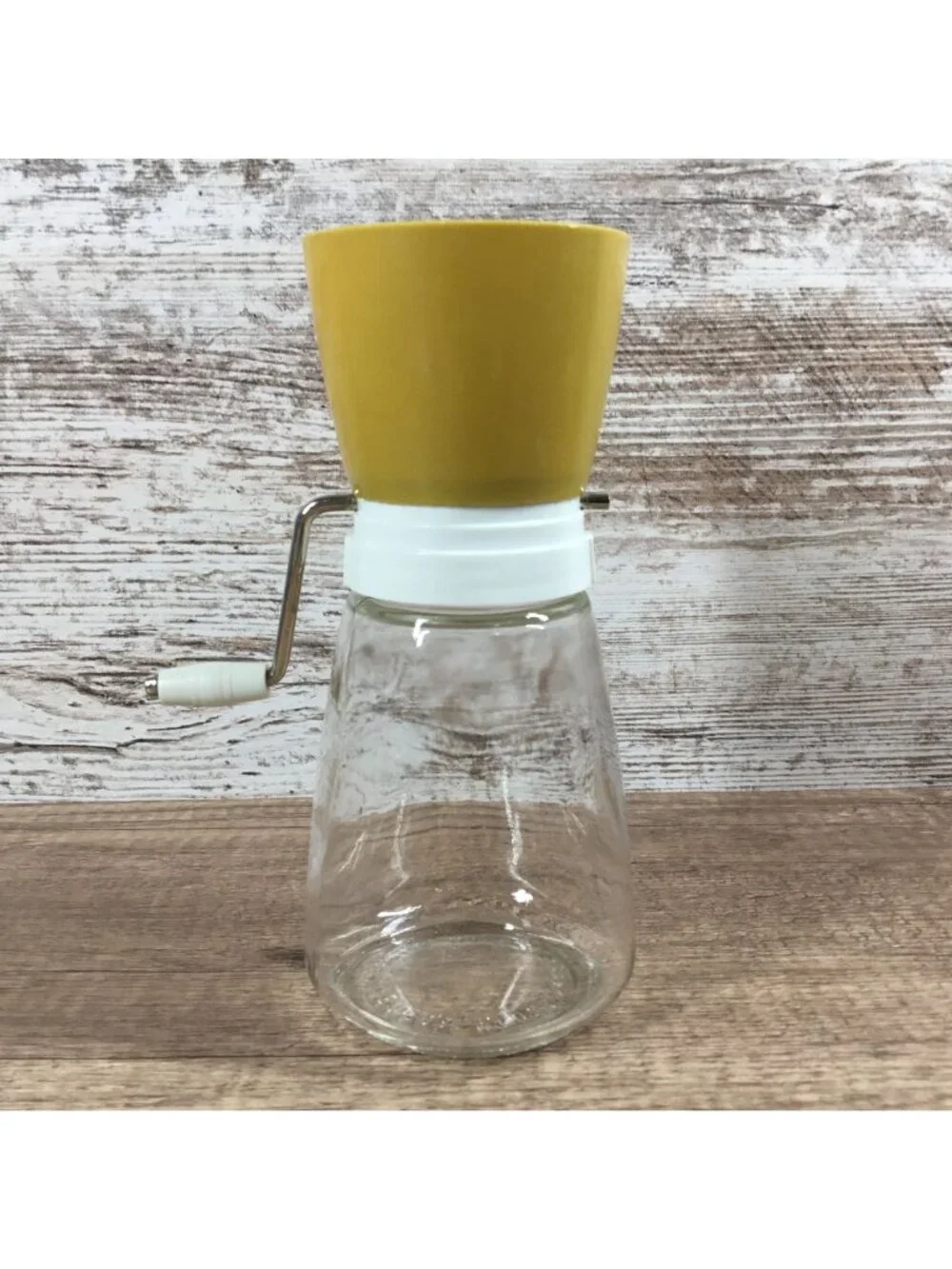 Vintage Federal Housewares Harvest Gold Glass Spice Nut Grinder Chopper